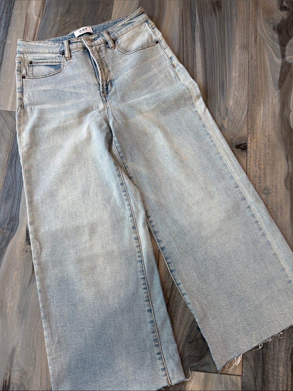 Light Wash Wide-Leg Jeans with slight crop